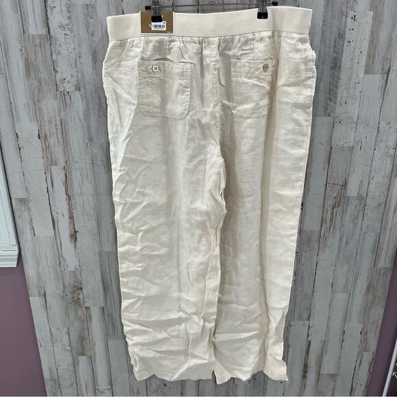 NWT JM Collection Beige 100% Linen Wide Leg Flowy Pants Vacation Beach - Picture 5 of 8